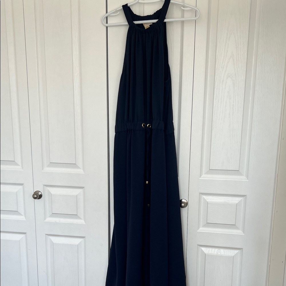 Michael Kors Navy Halter Maxi Dress
